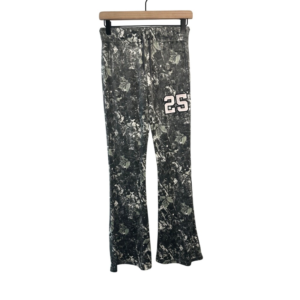 SWS Athletics Women Camo Flare Leg Sweatpants Gray Green Leaf Print‎ Size S